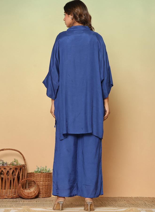 KASYA Dark Blue Muslin Co-Ord Set - Image 5